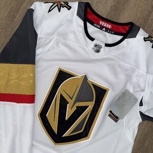 NWT Adidas Vegas Golden Knights White Away Jersey Men's 50 Authentic NHL Strap